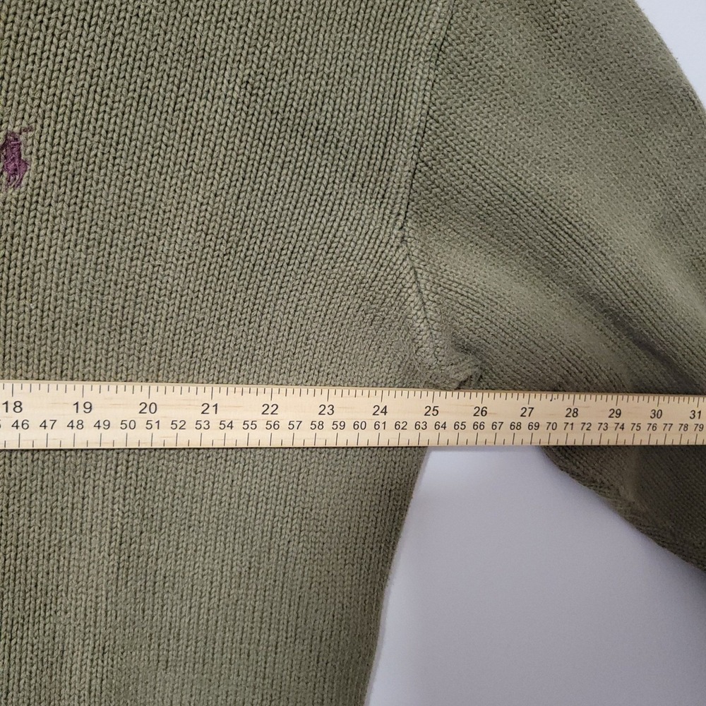 Vintage Polo Ralph Lauren Sweater Mens XL Olive Green Cotton Knit Crewneck Pony - Picture 4 of 6